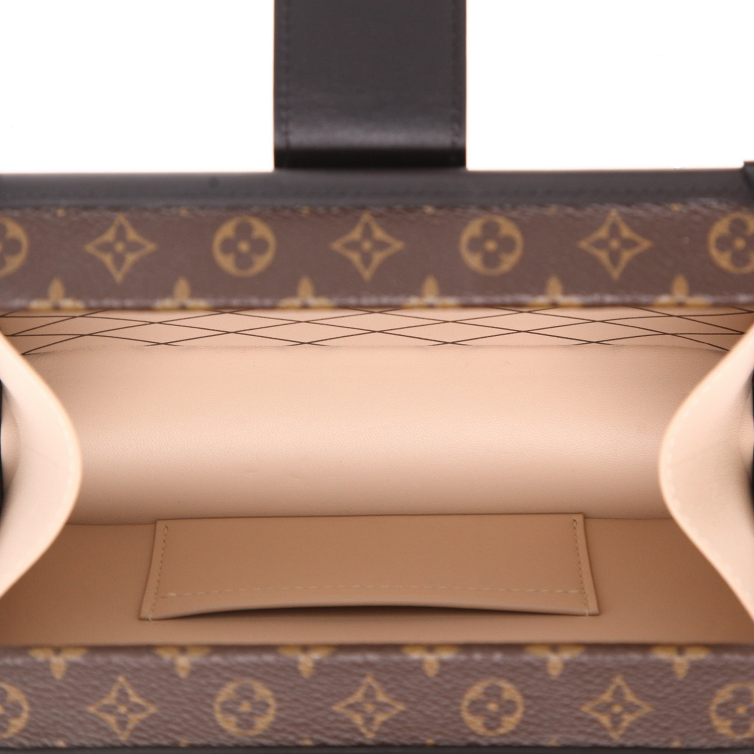 Louis Vuitton Petite Malle trunk in brown monogram canvas and black leather - Detail D3
