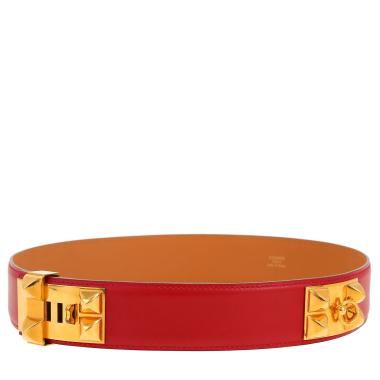 Ceinture Hermès  Médor en cuir box rouge