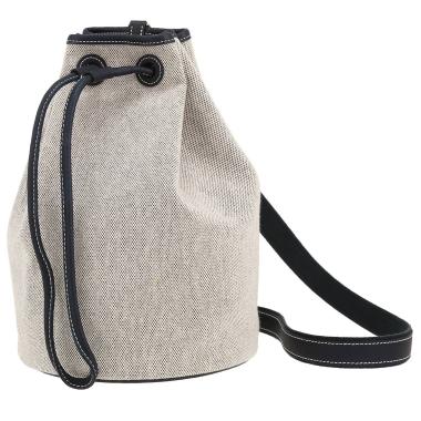 Bolso bandolera Hermès  Matelot en lona beige y cuero azul marino