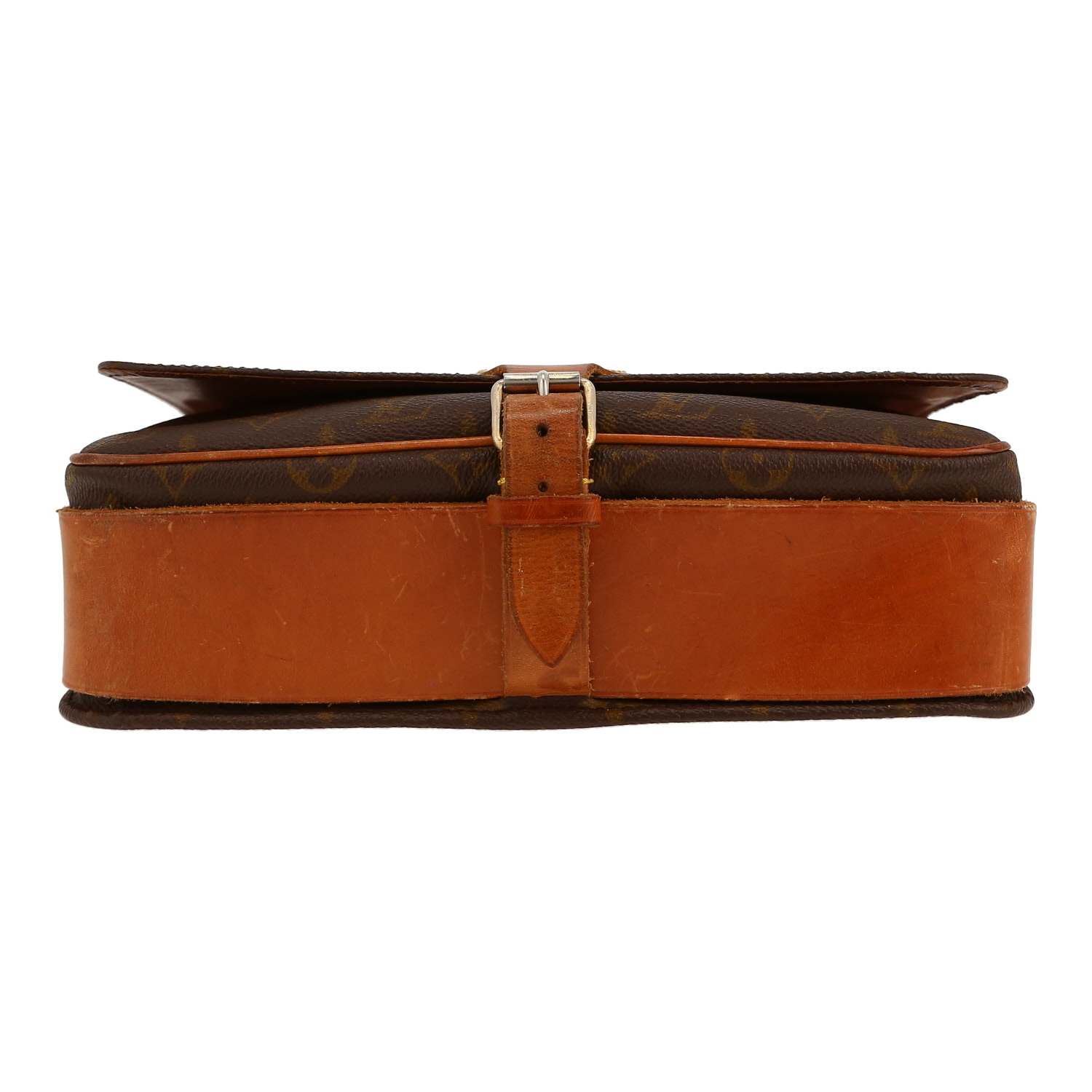 Louis Vuitton  Cartouchiére shoulder bag  in brown monogram canvas  and natural leather - Detail D1