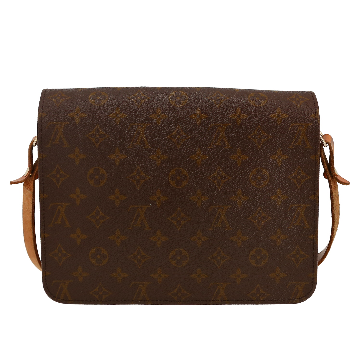 Sac bandoulière Louis Vuitton  Cartouchiére en toile monogram marron et cuir naturel - Detail D4