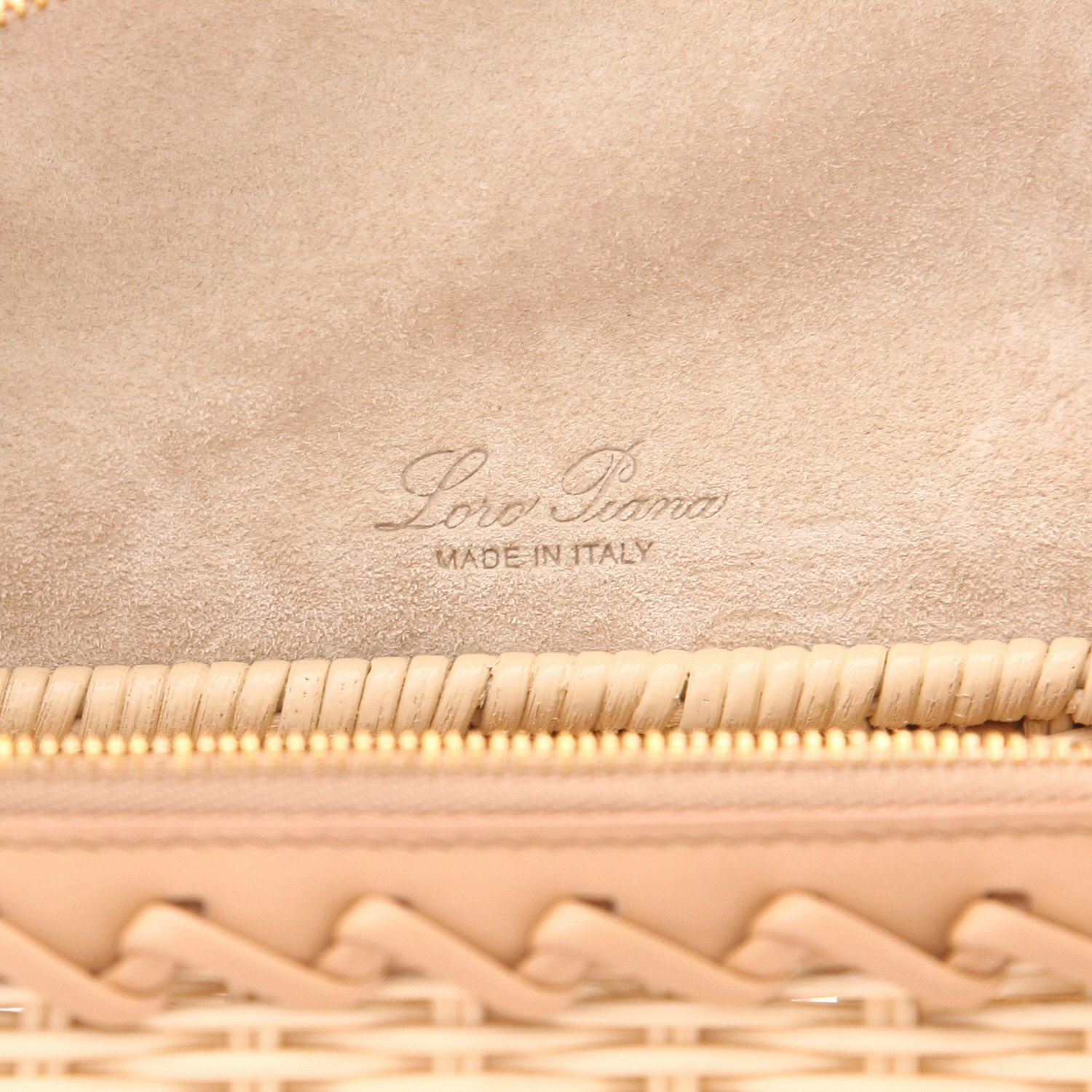 Loro Piana  Extra Pocket L19 shoulder bag  in beige leather  and braided wicker - Detail D2