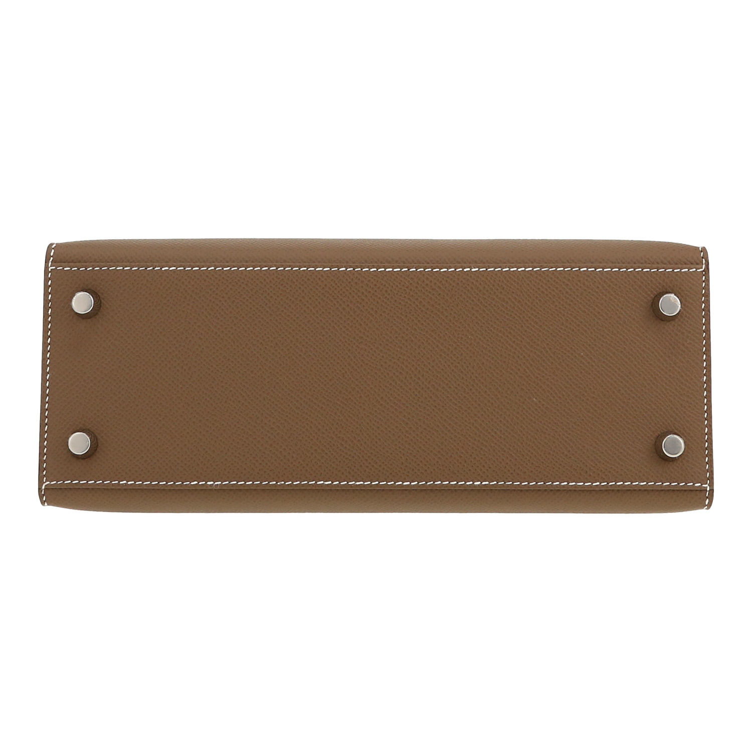 Bolso de mano Hermès  Kelly 25 cm en cuero epsom marrón etoupe - Detail D1