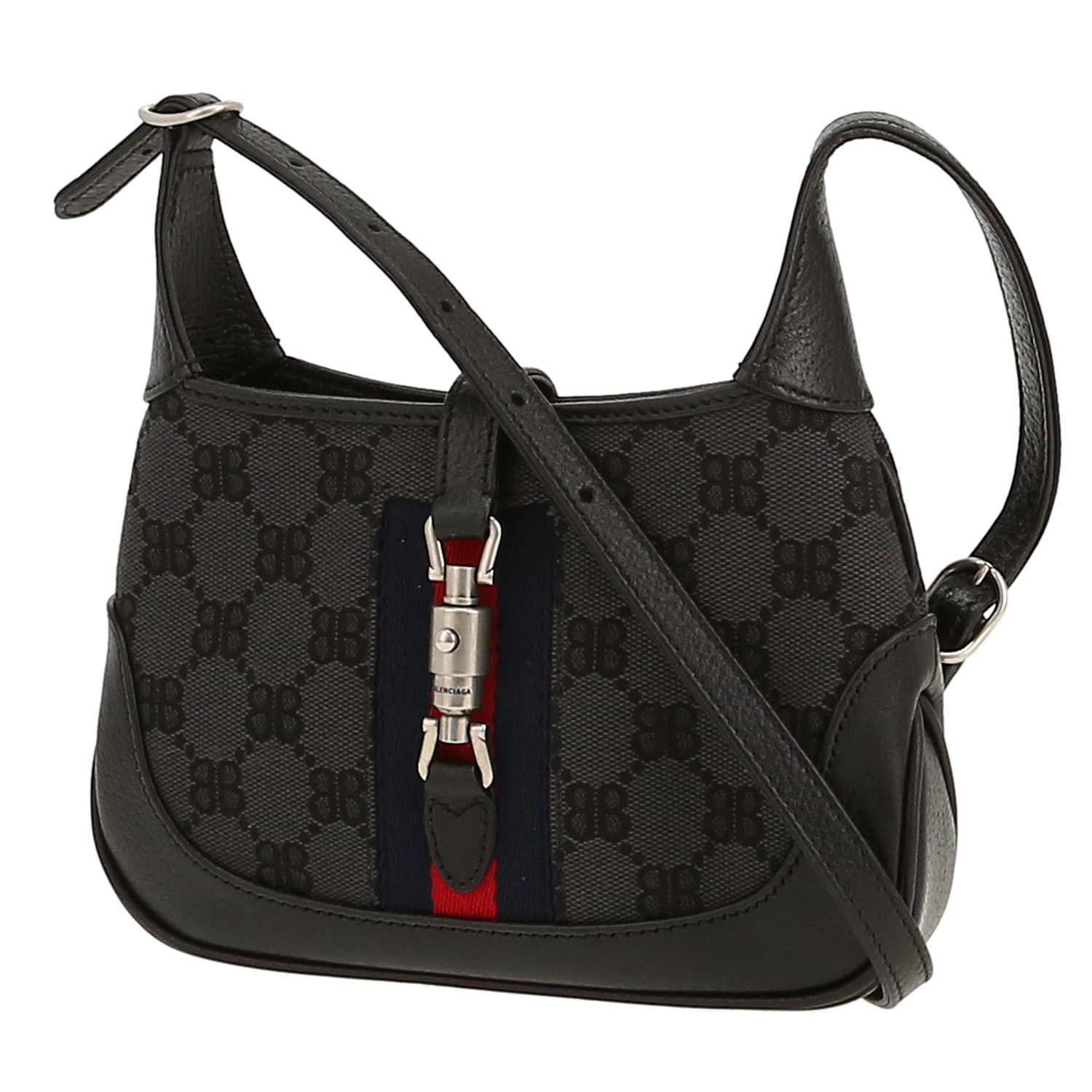 Borsa a tracolla Gucci x Balenciaga Jackie in tela siglata nera e pelle nera