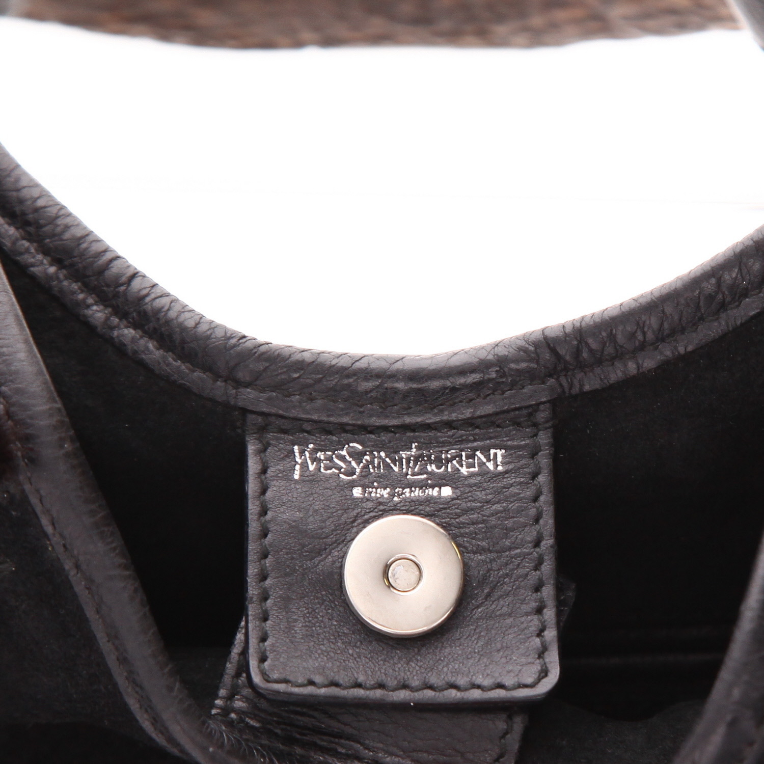 Saint Laurent  Mombasa handbag  in black Veau velours  and black leather - Detail D2