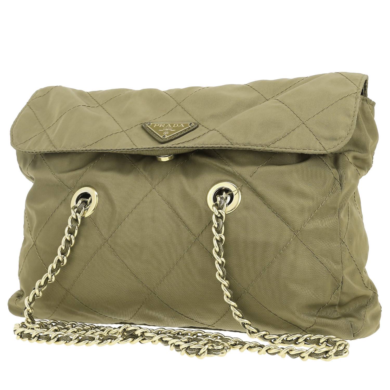 Borsa a spalla Prada  Nylon in tela verde kaki