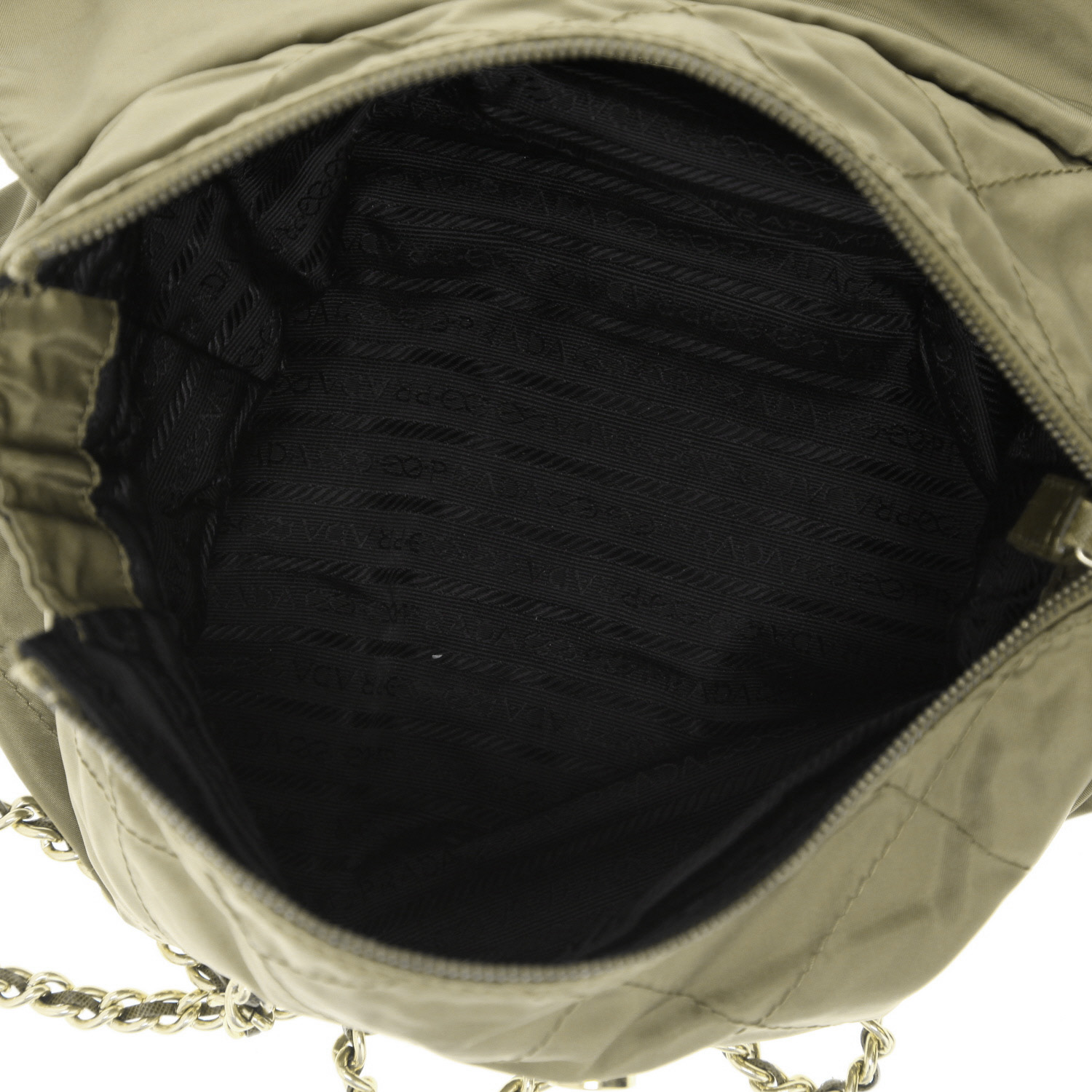 Prada  Nylon shoulder bag  in khaki canvas - Detail D3
