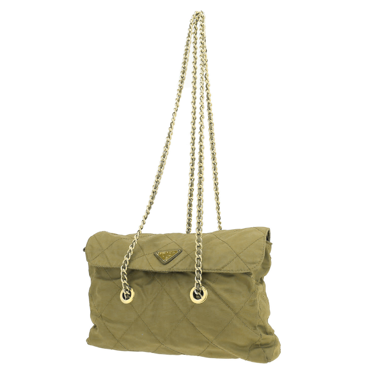 Sac porté épaule Prada  Nylon en toile vert-kaki - Detail D4