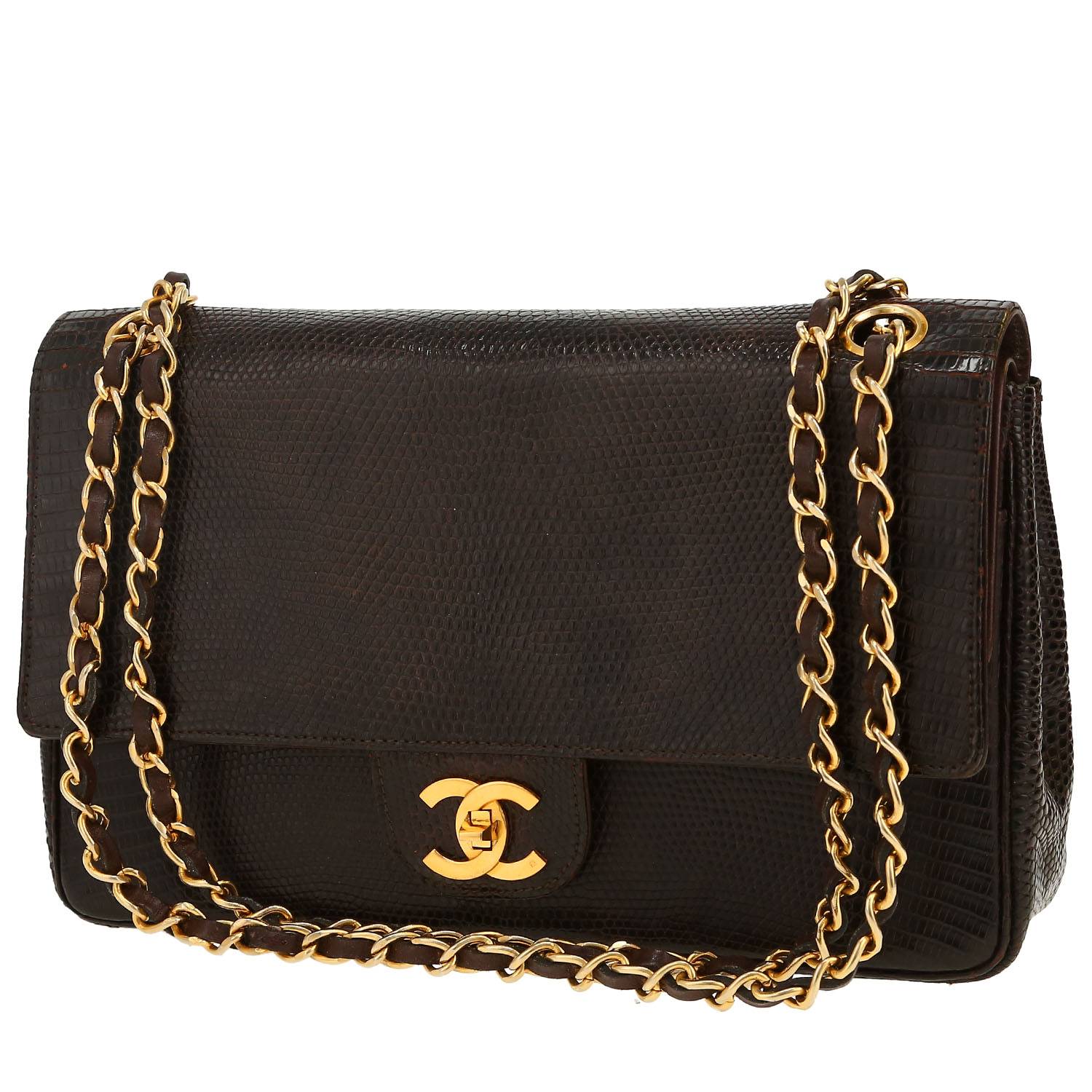 Borsa Chanel  Timeless Classic in lucertola marrone