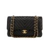 Sac à main Chanel  Timeless Classic en cuir matelassé chevrons noir - 360 thumbnail