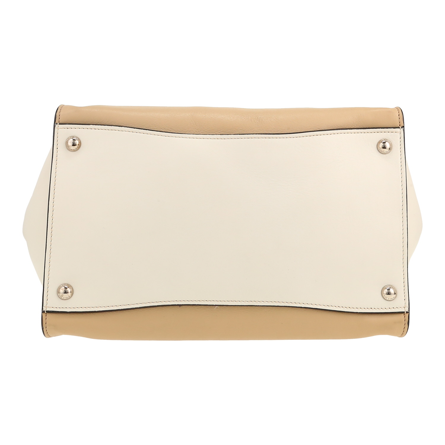 Prada   handbag  in beige and off-white leather - Detail D1