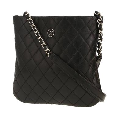 Sac bandoulière Chanel   en cuir matelassé noir