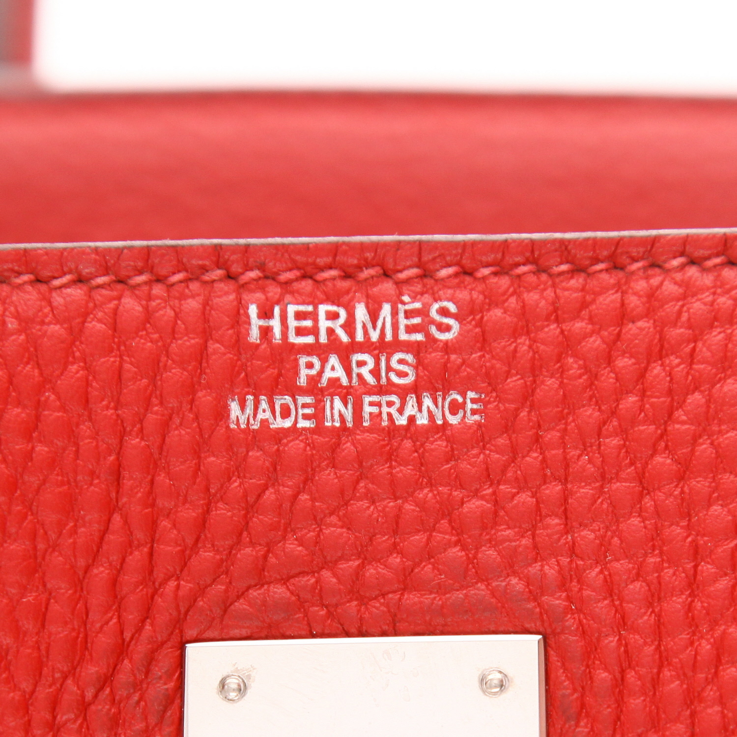 Hermès  Birkin 35 cm handbag  in red Casaque togo leather - Detail D2