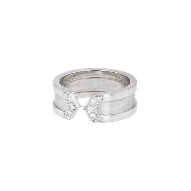 Open Cartier C de Cartier ring in white gold and diamonds