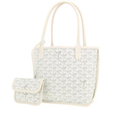 Borsa Goyard  Anjou modello piccolo  in tela Goyardine bianca e pelle bianca