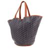 Goyard  Belharra shopping bag  in navy blue Goyard canvas  and brown leather - 00pp thumbnail