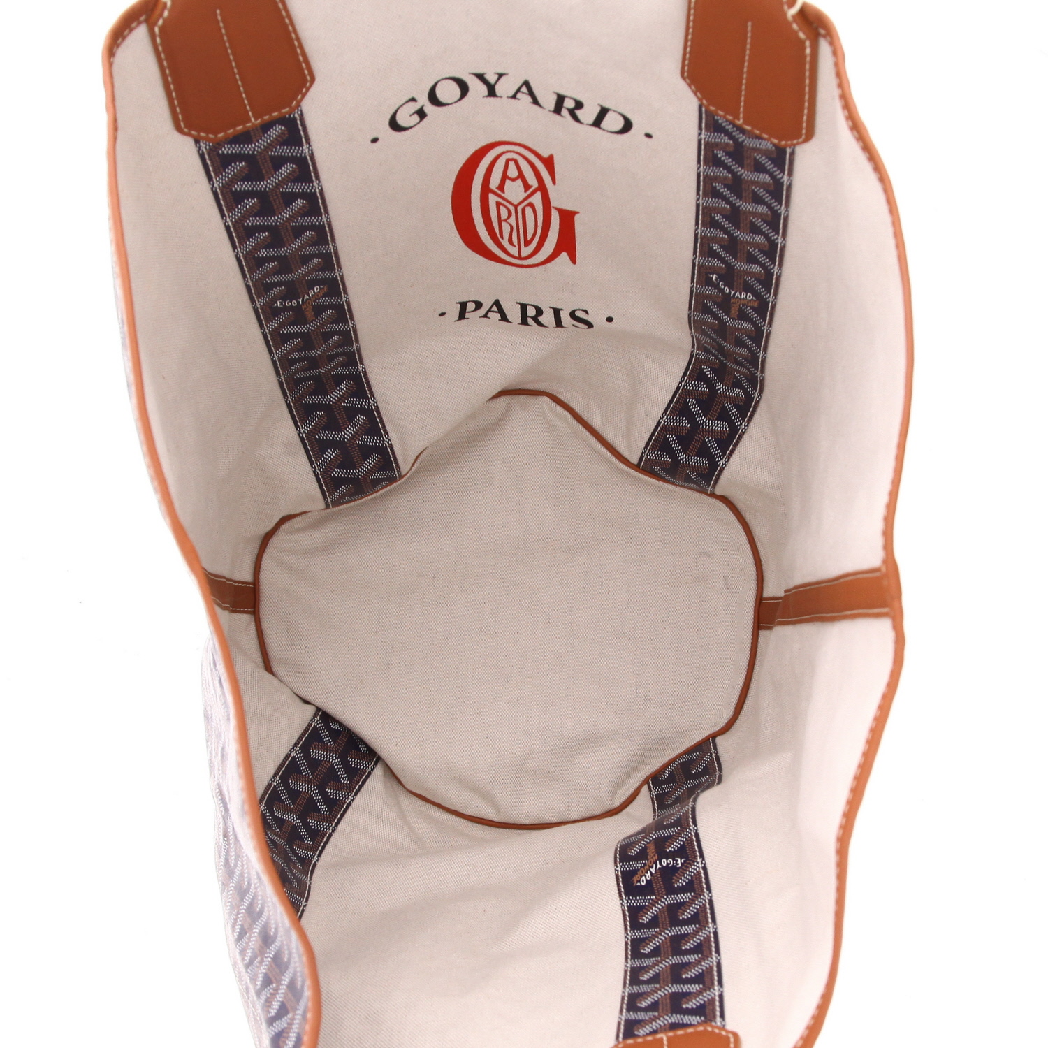 Bolso Cabás Goyard  Belharra en tela Goyardine azul marino y cuero marrón - Detail D3