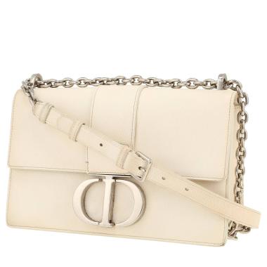 Bolso de mano Dior  30 Montaigne en cuero granulado blanco
