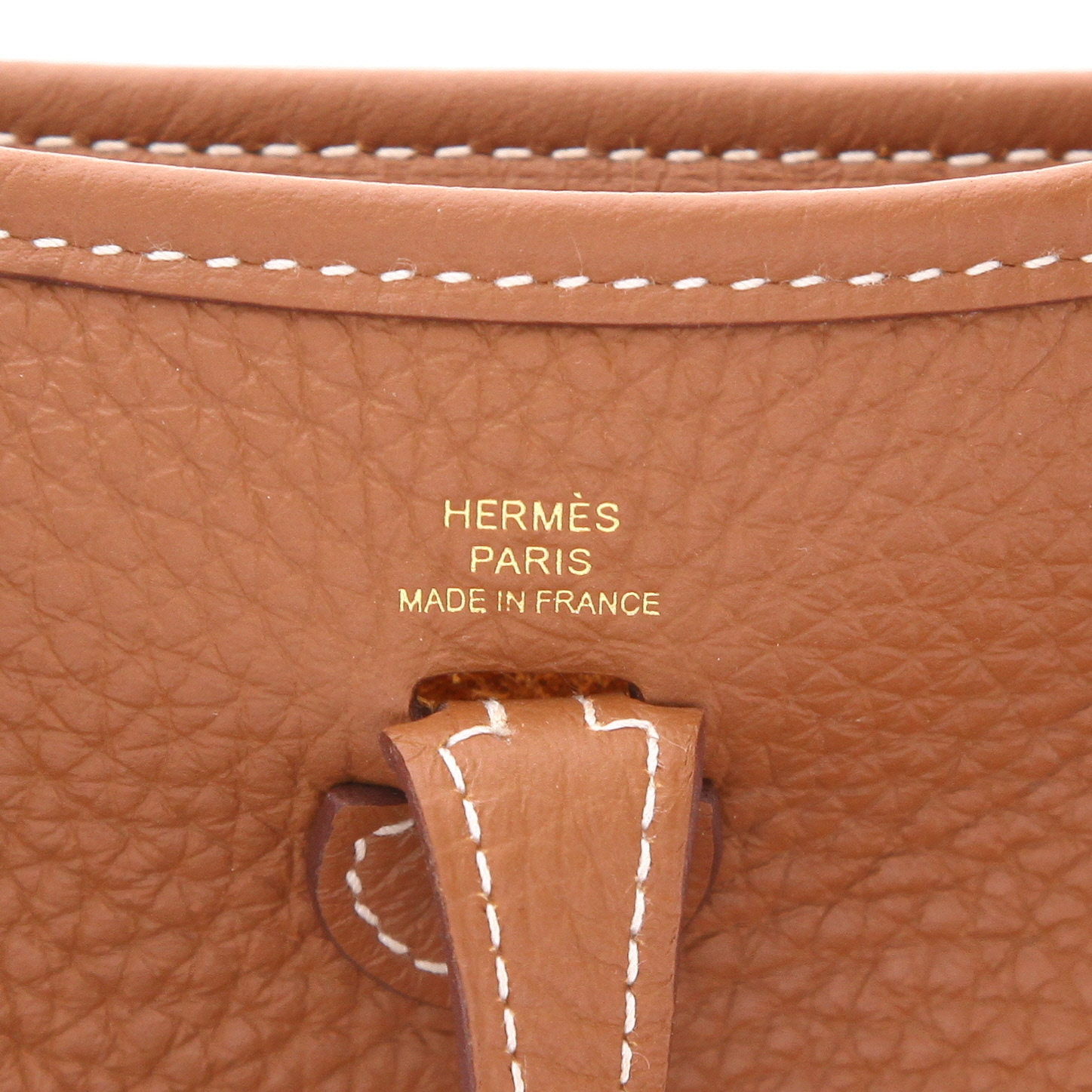 Borsa a tracolla Hermès  Mini Evelyne in pelle togo gold - Detail D2