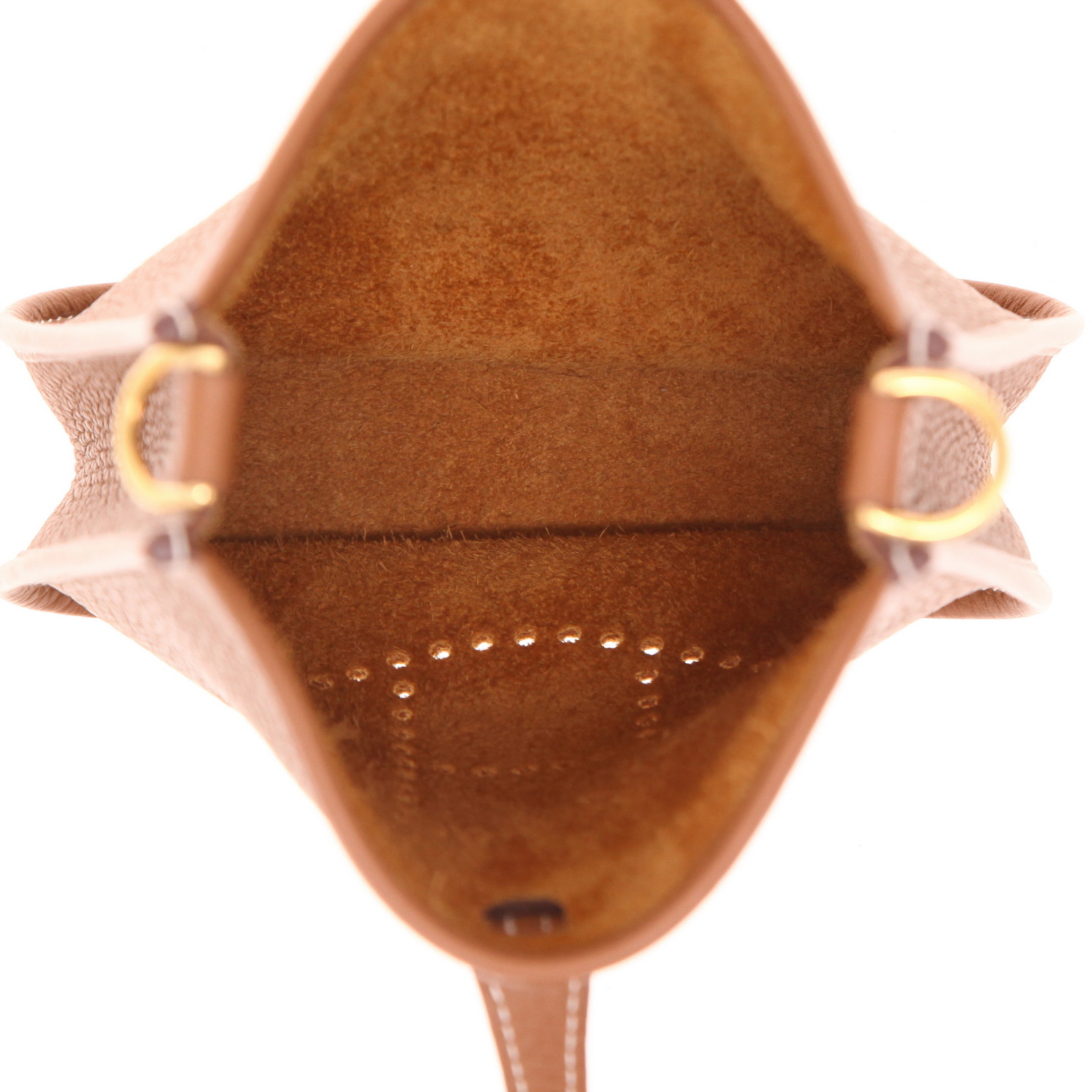 Hermès  Mini Evelyne shoulder bag  in gold togo leather - Detail D3