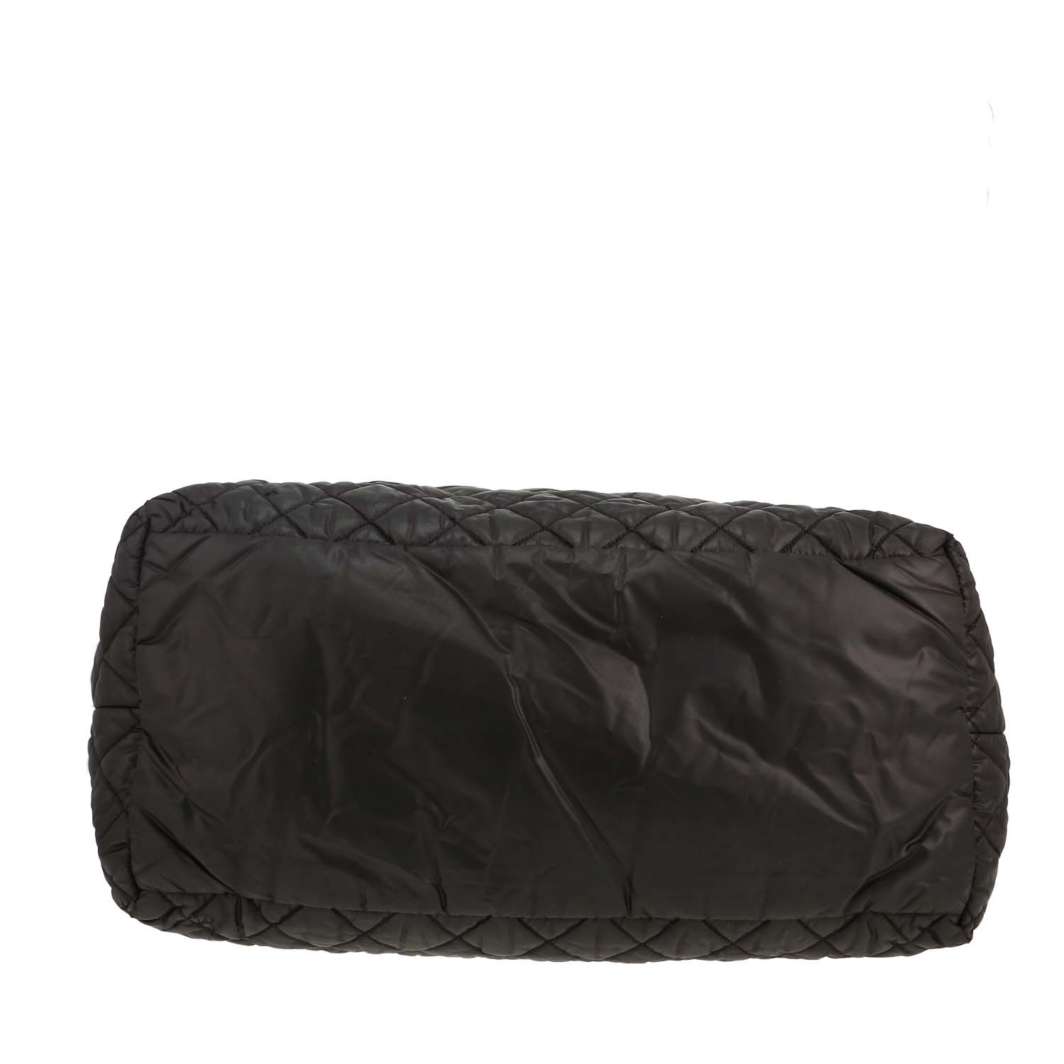 Bolso de mano Chanel  Coco Cocoon modelo grande  en lona acolchada negra y cuero negro - Detail D1