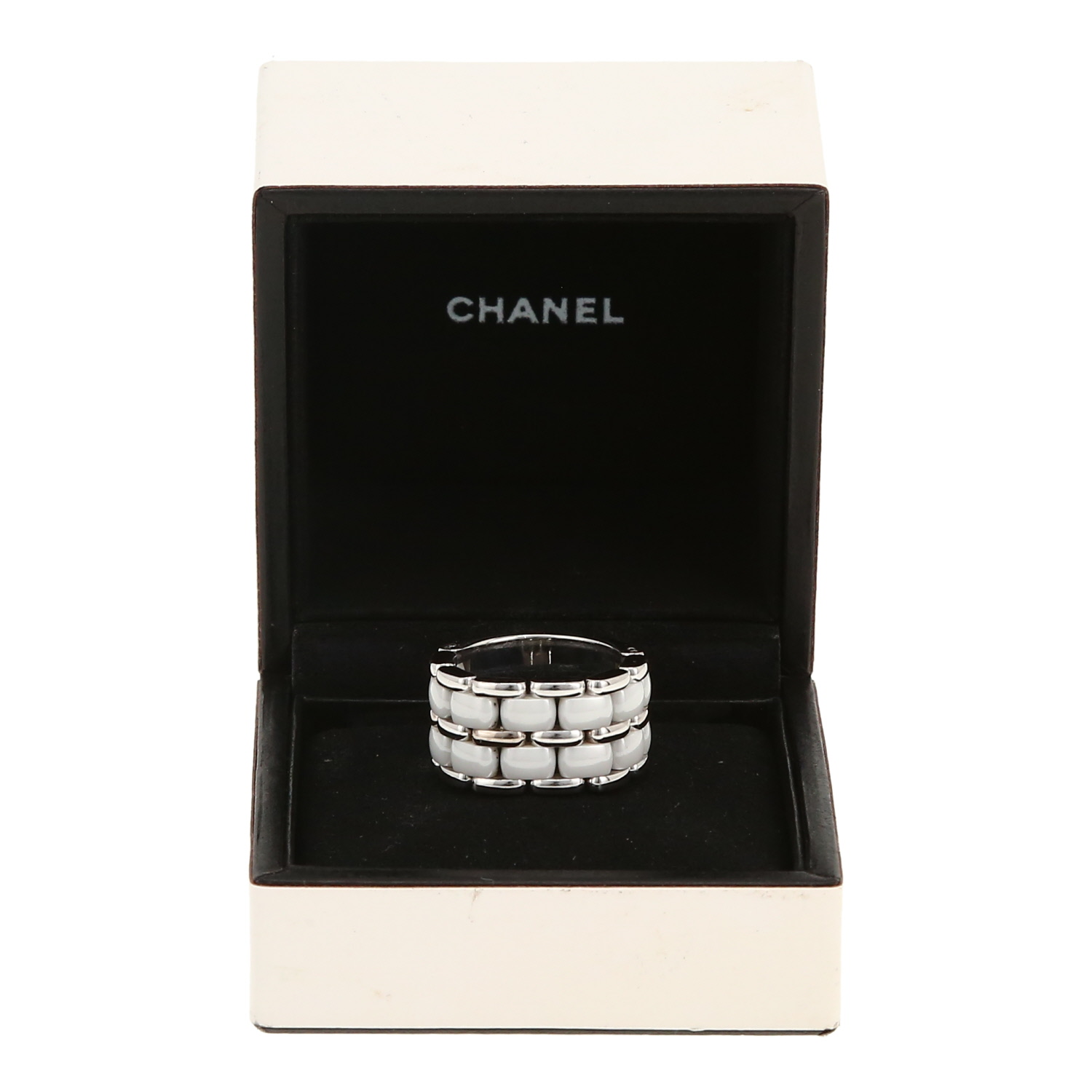 Anello flessibile Chanel Ultra modello grande in oro bianco e ceramica - Detail D2