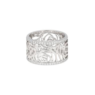 Anello a fascia Chanel Camélia Fil in oro bianco e diamanti