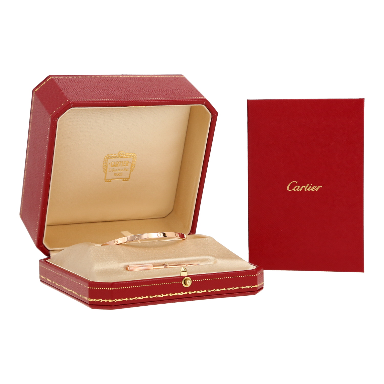 Bracelet Cartier Love petit modèle en or rose, taille 17 - Detail D2