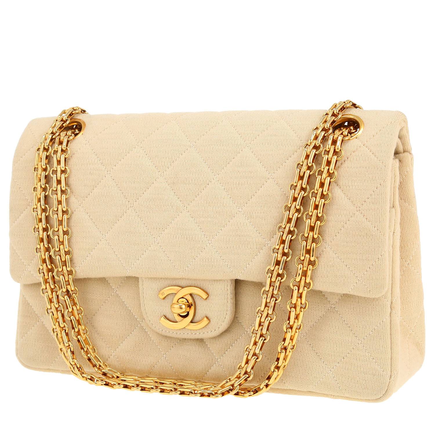 Borsa Chanel  Timeless Petit in jersey beige