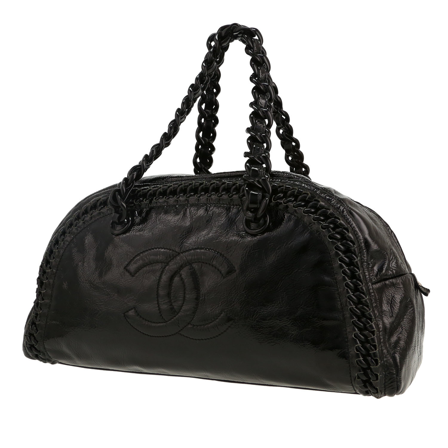 Chanel   handbag  in black patent leather - Detail D3