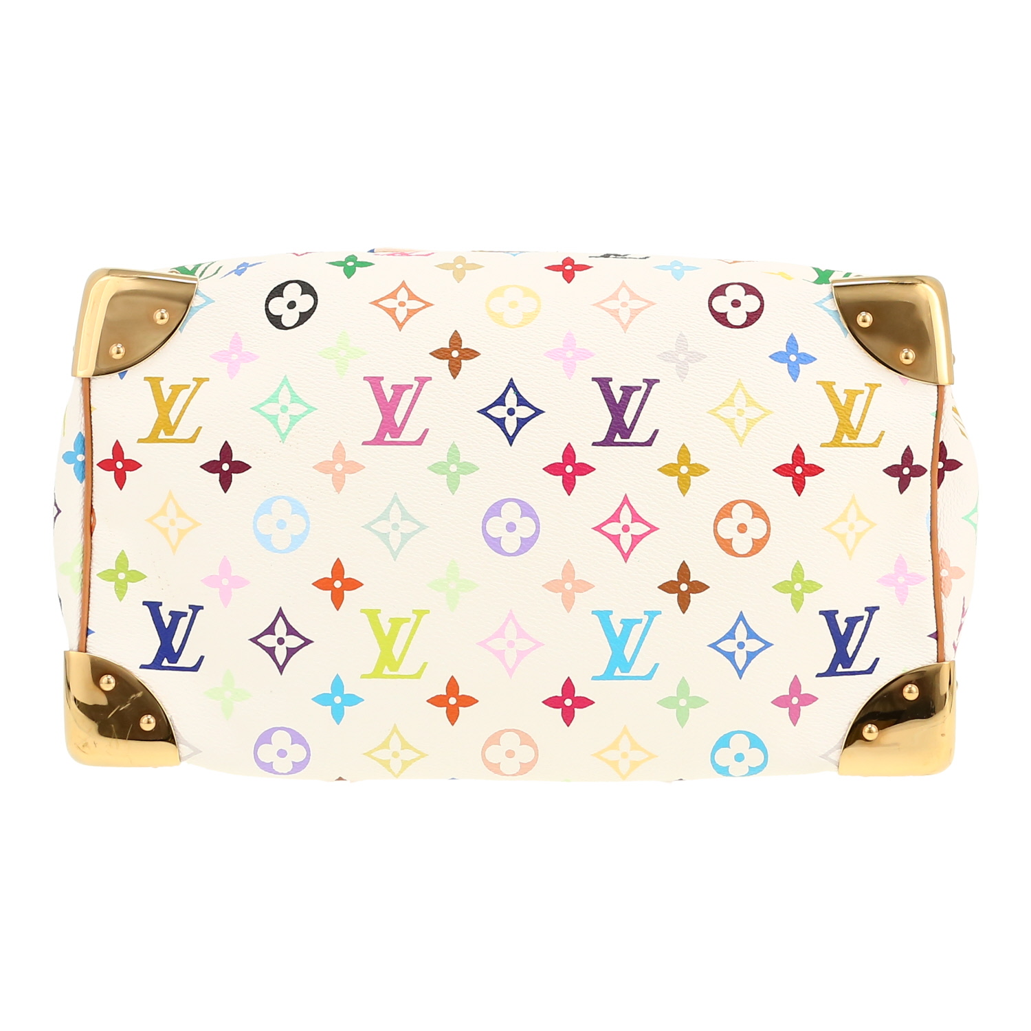 Borsa Louis Vuitton  Speedy Editions Limitées in tela monogram multicolore e pelle naturale - Detail D1