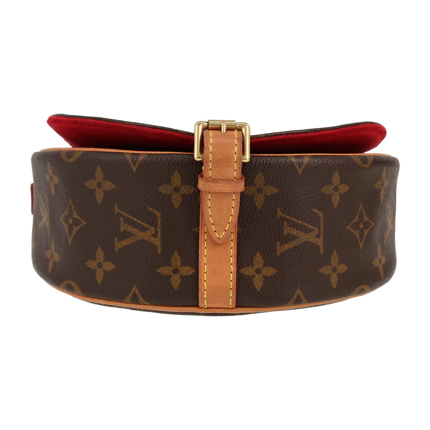 Borsa a tracolla Louis Vuitton  Tambourin-bag in tela monogram marrone e pelle naturale - Detail D1