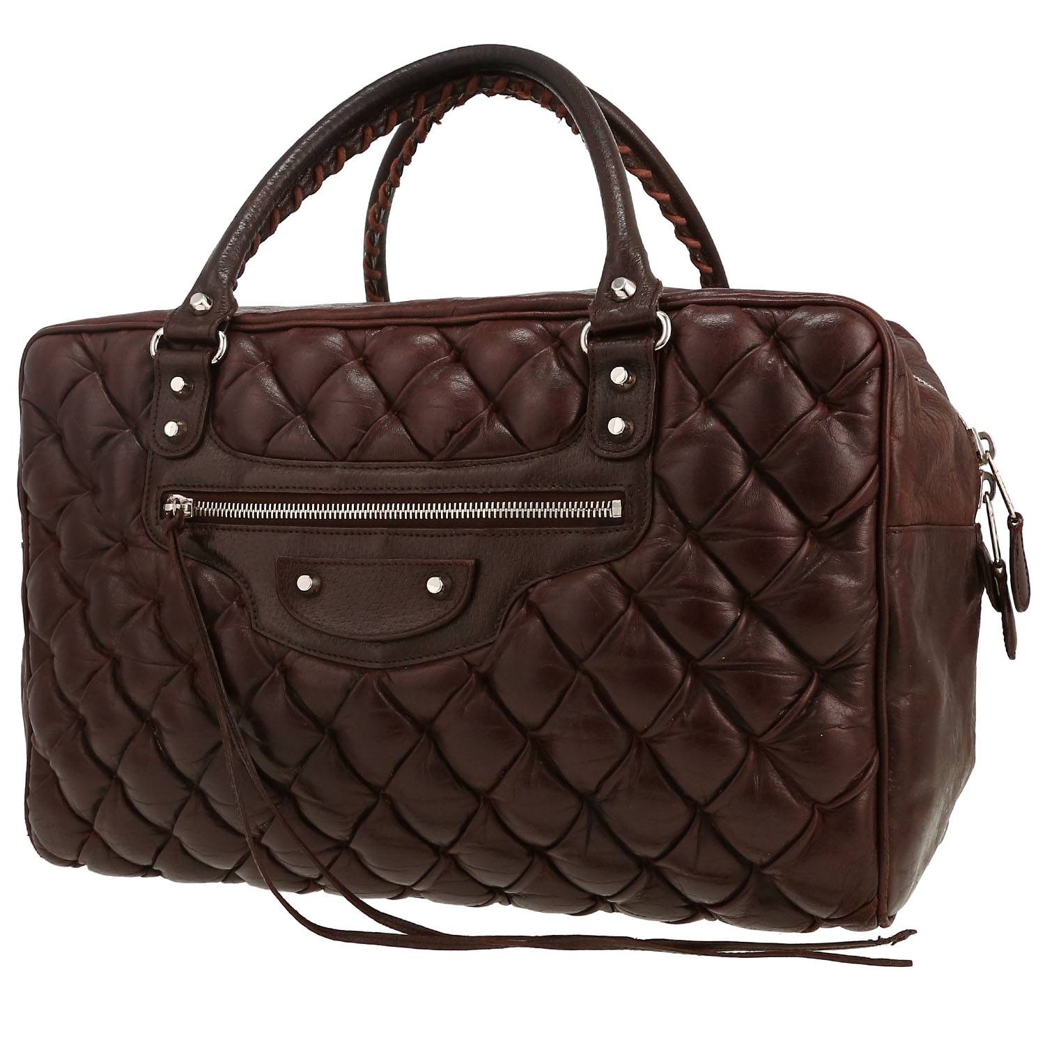 Balenciaga handbag in brown quilted leather