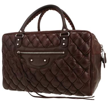Sac à main Balenciaga   en cuir matelassé marron