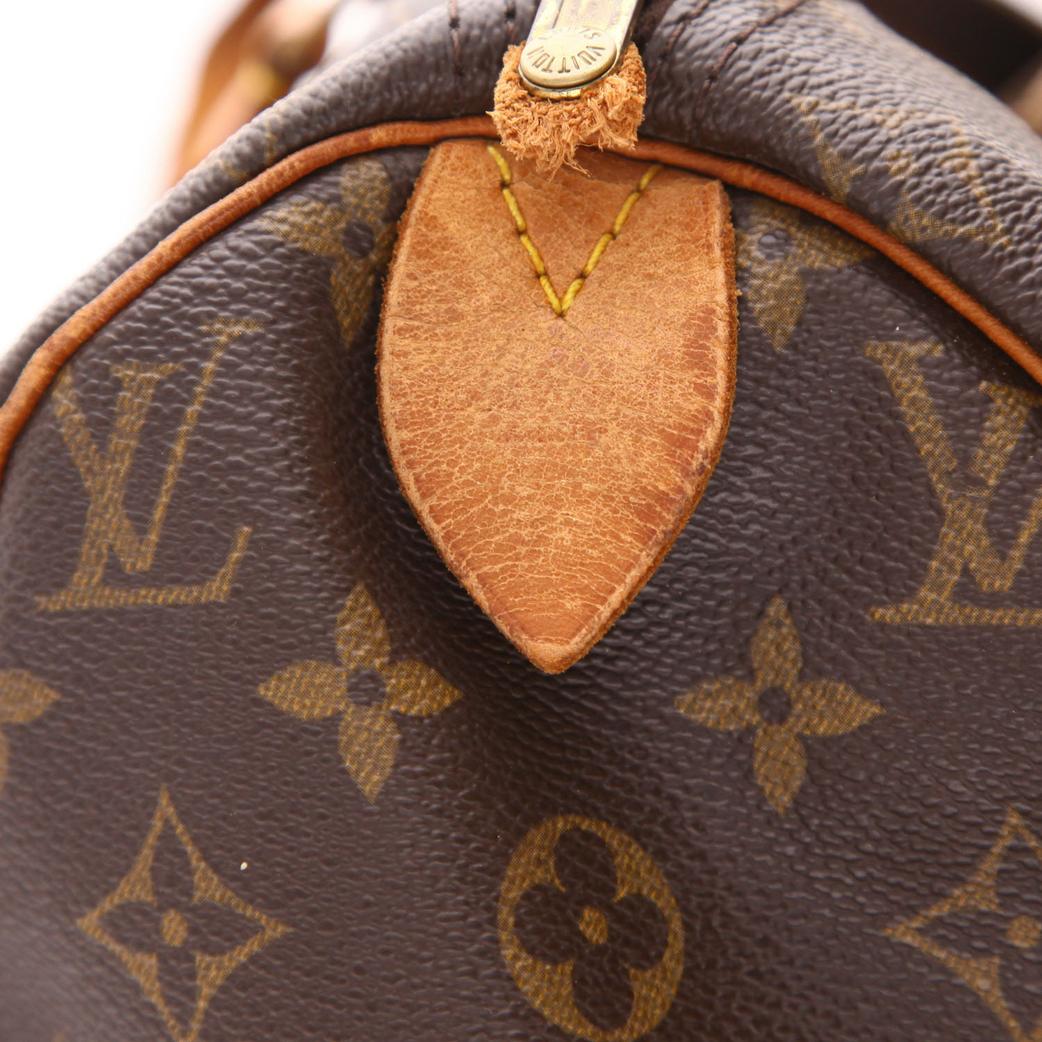 Sac à main Louis Vuitton  Speedy 40 en toile monogram marron et cuir naturel - Detail D2