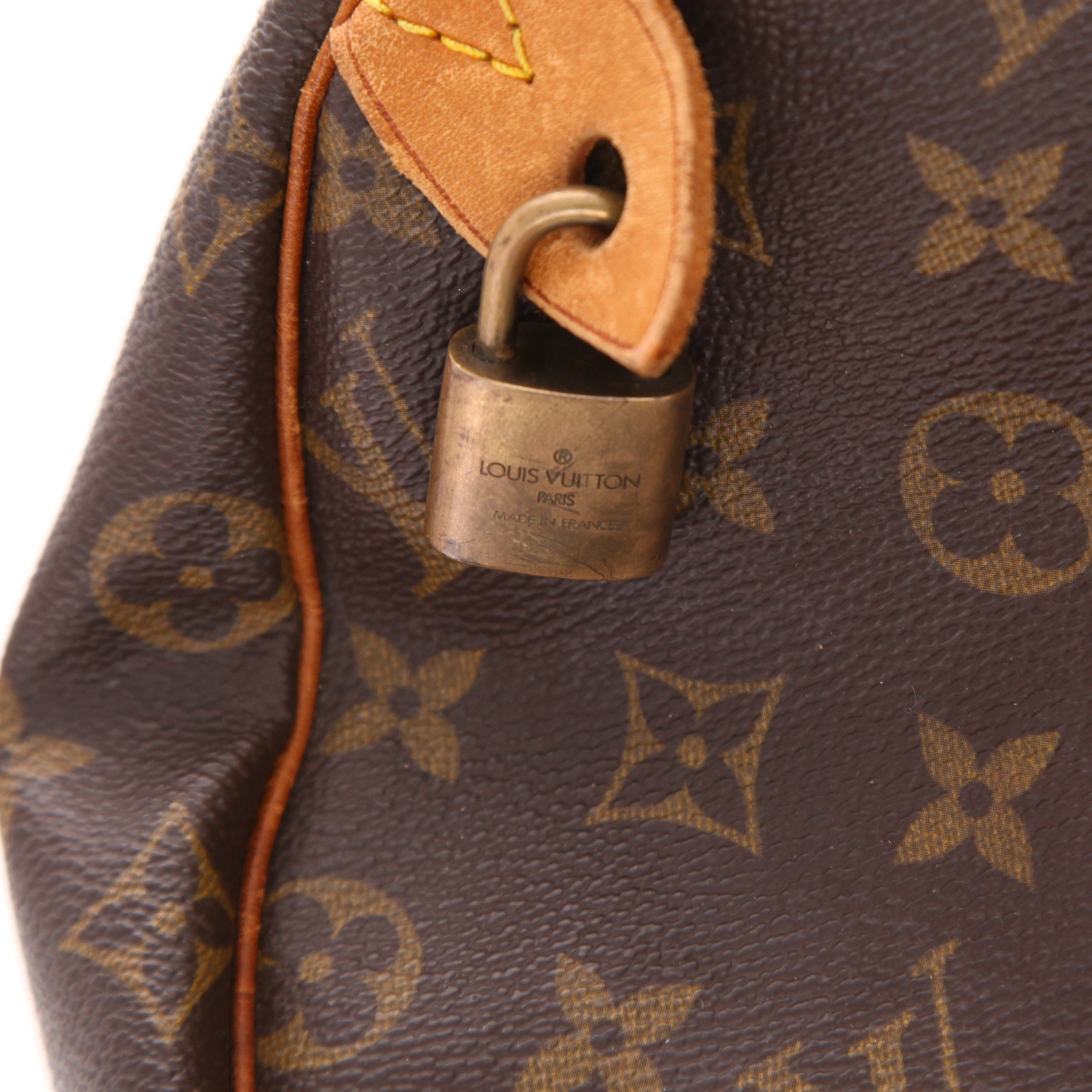 Borsa Louis Vuitton  Speedy 40 in tela monogram marrone e pelle naturale - Detail D3