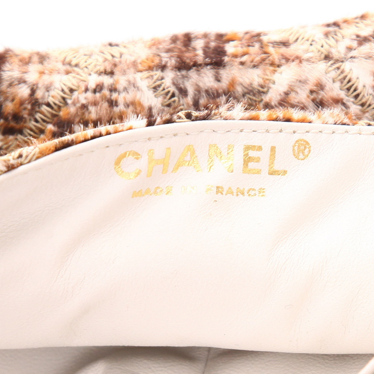 Bolso de mano Chanel  Baguette en piel de potro marrón y beige - Detail D2