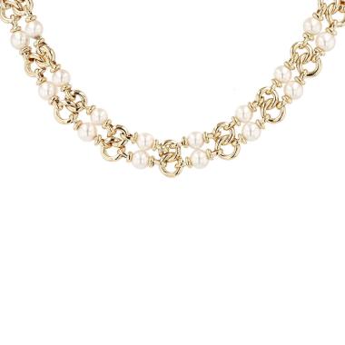 Collier années 1980 Bulgari  en or jaune et perles de culture Akoya