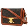 Borsa a tracolla Celine  Triomphe Teen in tela "Triomphe" marrone e pelle marrone - 00pp thumbnail