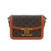 Borsa a tracolla Celine  Triomphe Teen in tela "Triomphe" marrone e pelle marrone - 360 thumbnail