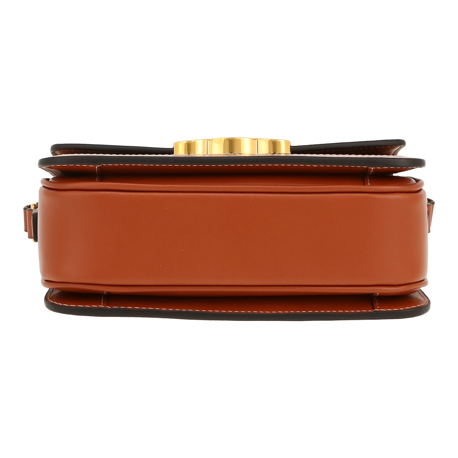 Celine  Triomphe Teen shoulder bag  in brown "Triomphe" canvas  and brown leather - Detail D1