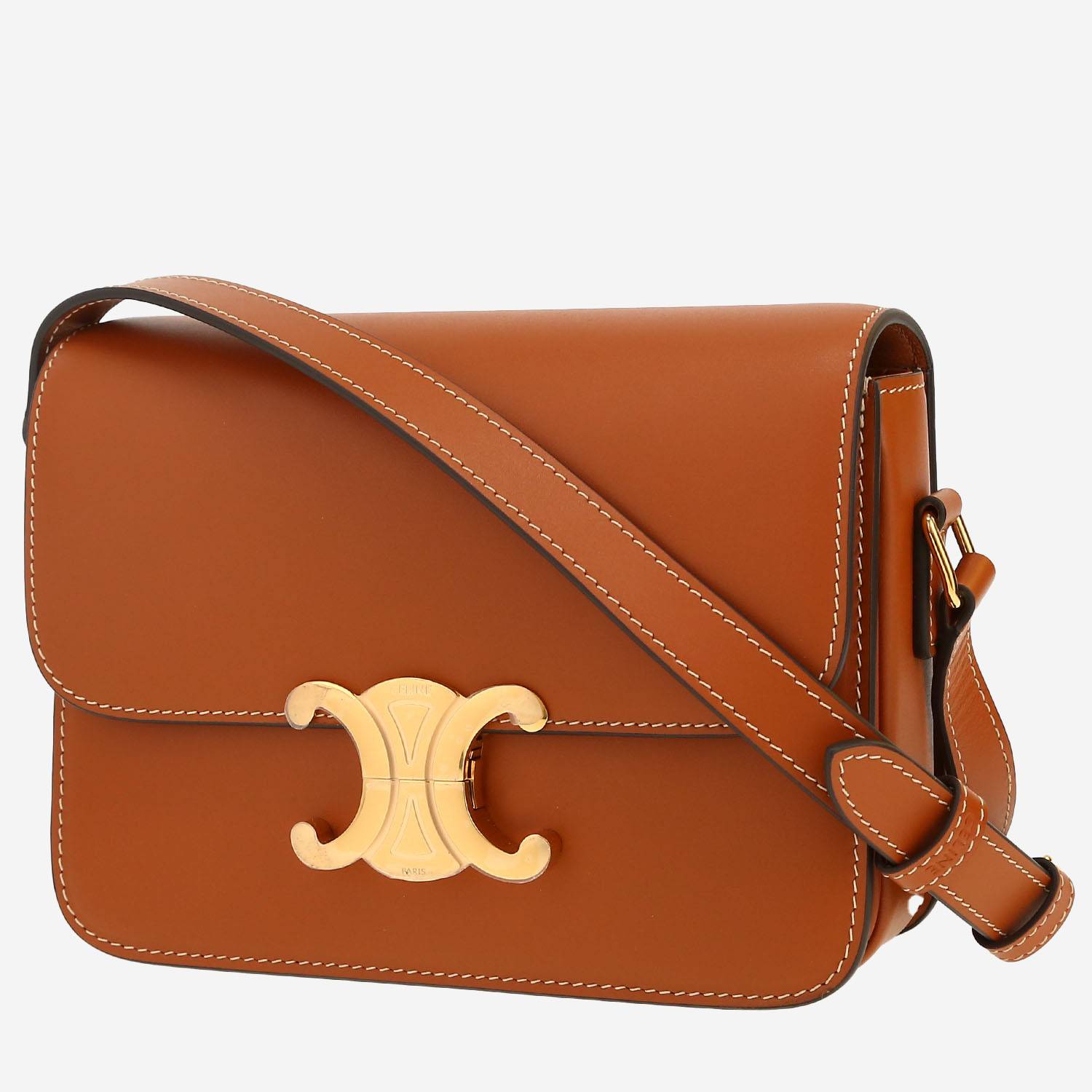 Borsa a tracolla Celine  Triomphe Teen in pelle marrone