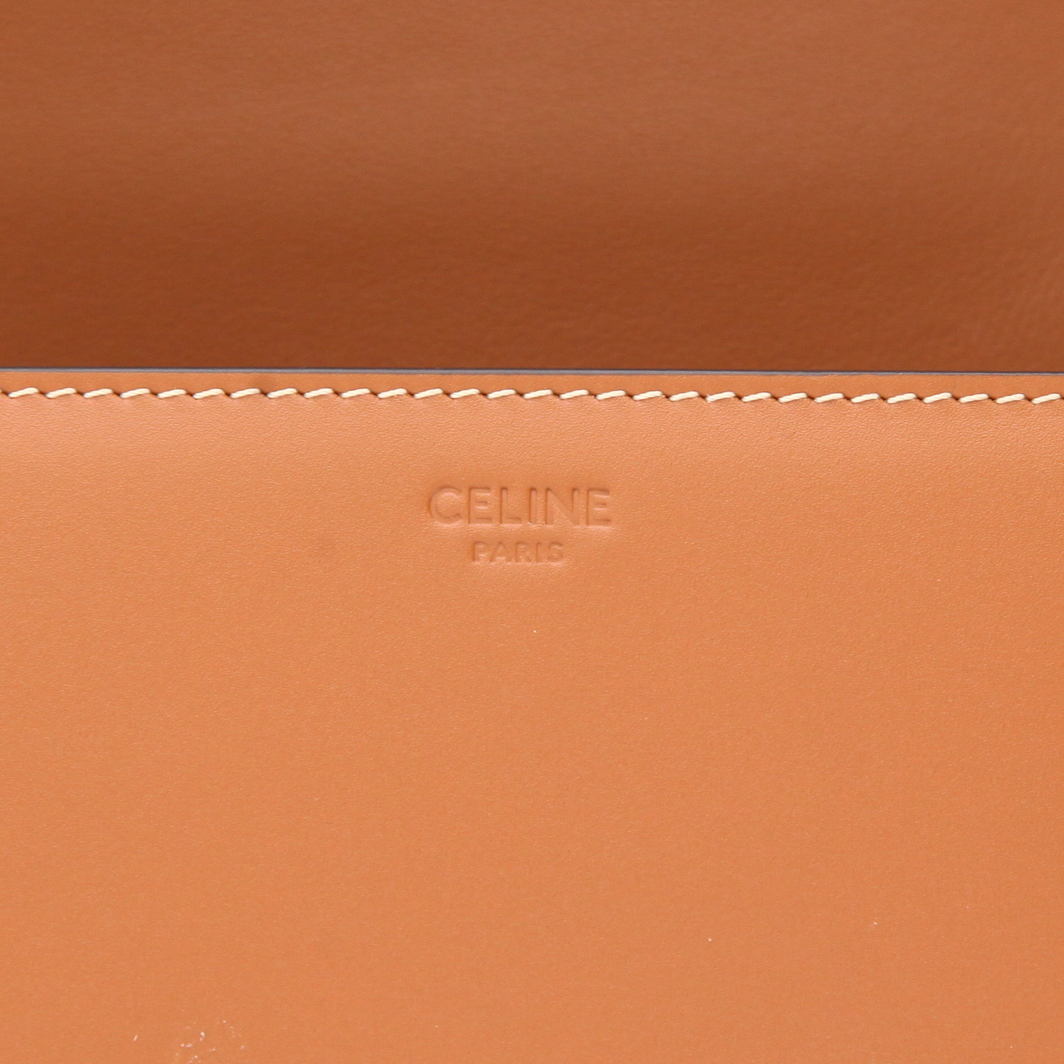 Borsa a tracolla Celine  Triomphe Teen in pelle marrone - Detail D2