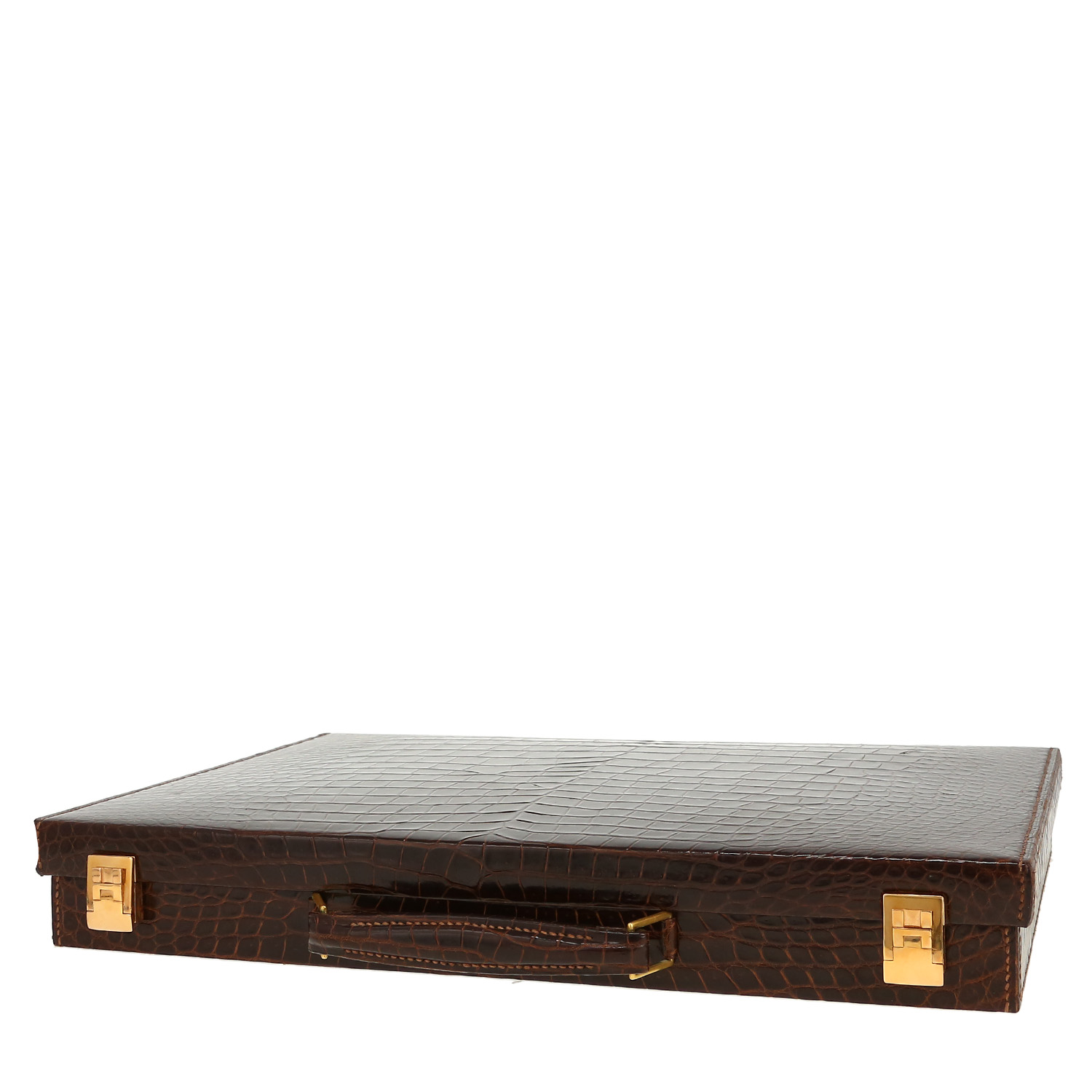 Nécessaire de toilette Hermès  Jet en crocodile marron - Detail D5