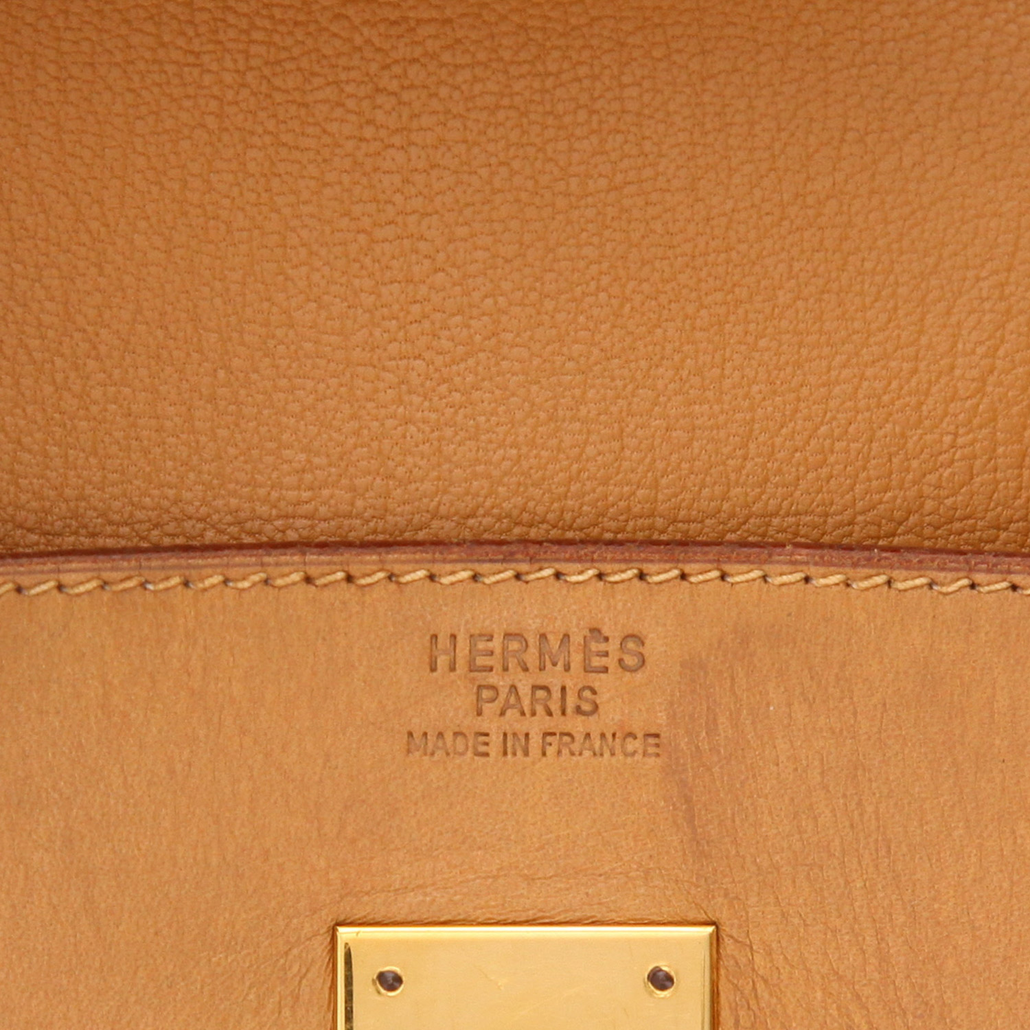 Bolso de mano Hermès  Birkin 40 cm en cuero natural - Detail D2