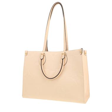 Shopping bag Louis Vuitton  Onthego in pelle monogram con stampa color crema