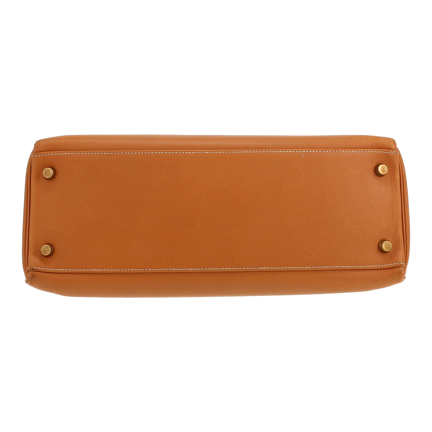 Hermès  Kelly 32 cm handbag  in gold Courchevel leather - Detail D1