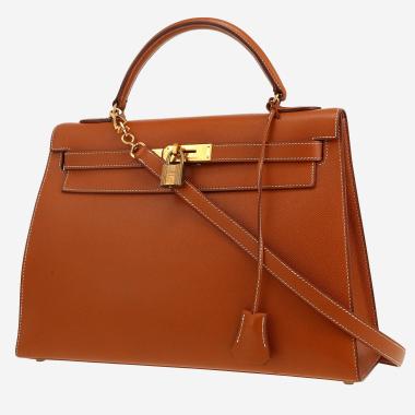 Borsa Hermès  Kelly 32 cm in pelle Courchevel gold