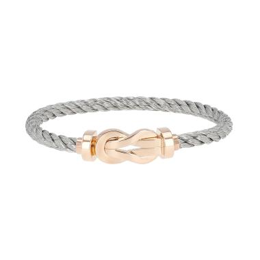 Fred Chance Infinie large model bracelet in pink gold and stainless steel