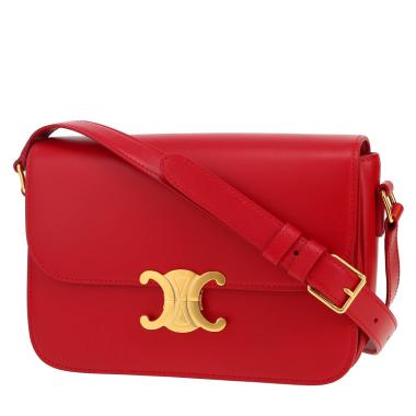 Bolso bandolera Celine  Triomphe modelo mediano  en cuero rojo
